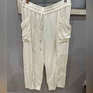 Calia brand Relaxed Cream Drawstring Cargo Pants